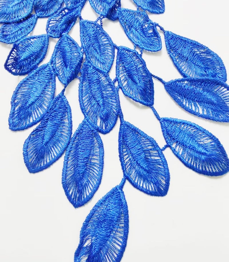 Ruinuo 2pc Lace Peacock Applique Patches Sew on Peafowl Patches Embroidery Appliques for Sewing Wedding Dress Blue - Image 2